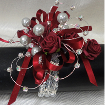 Burgundy & Silver Designer Wrist Corsage